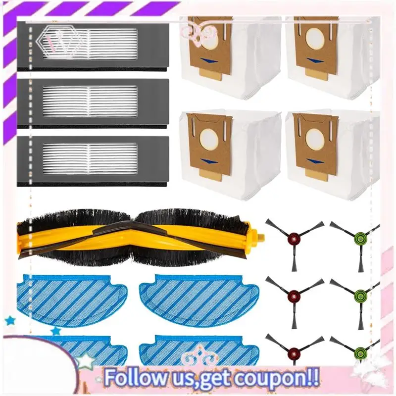 متين لـ ECOVACS DEEBOT OZMO T8 T8 AIVI T8 MAX N8 Pro N8 Pro+، Yeedi Vac جهاز آلي لتنظيف الأتربة فرشاة جانبية رئيسية فلتر Hepa ممسحة