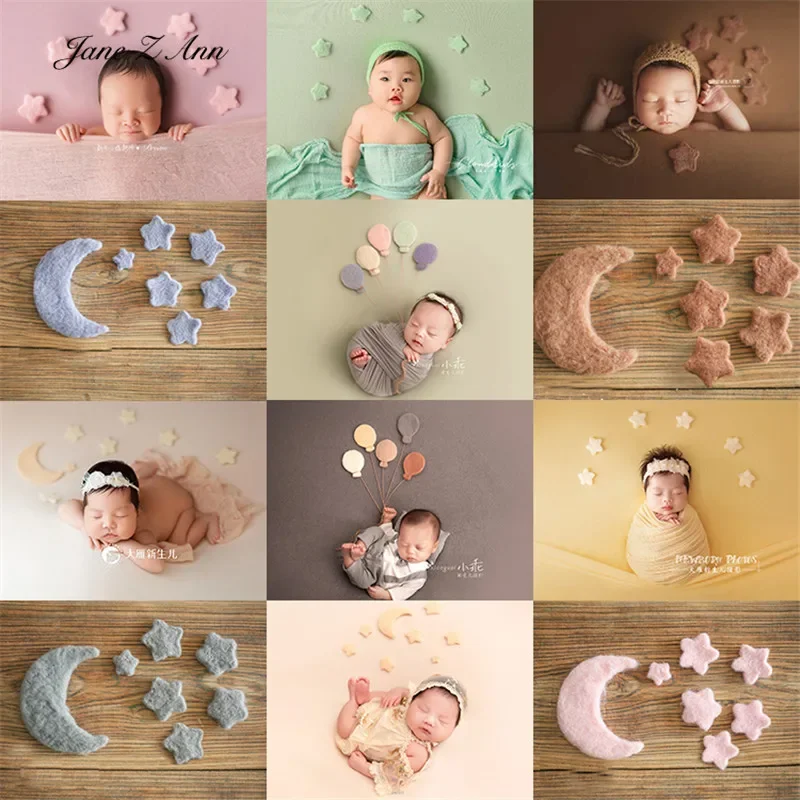 

Jane Z Ann Cute Wool Felt Moon Star Balloon Newborn Children 100 days Photography Posing creative studio home shooting Prop