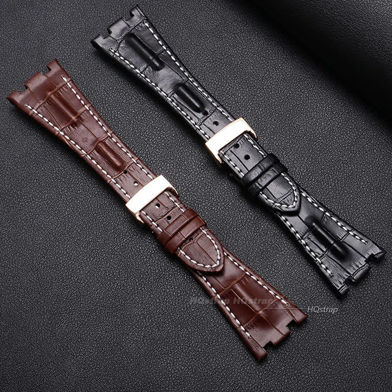 28mm Genuine Leather Watch Strap for AP Royal Oak Offshore Watchband for 26470 15703 15710 15706 Waterproof WristBand Bracelet