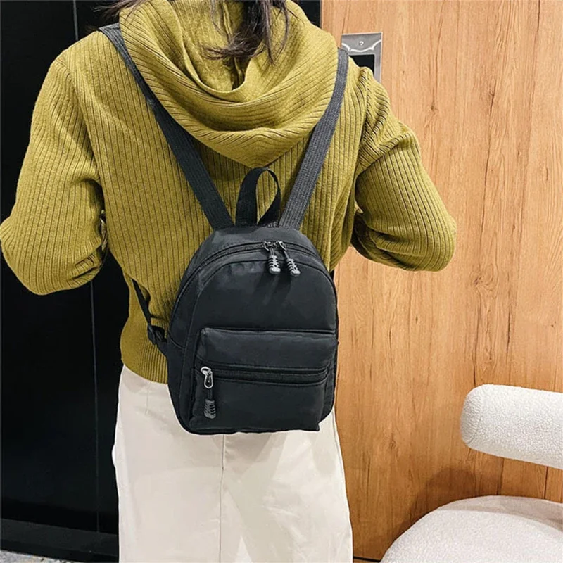 Korean Nylon holographic backpack Women Casual Solid Color Small Schoolbag Travel Bag For Teenager Student School Bag Back