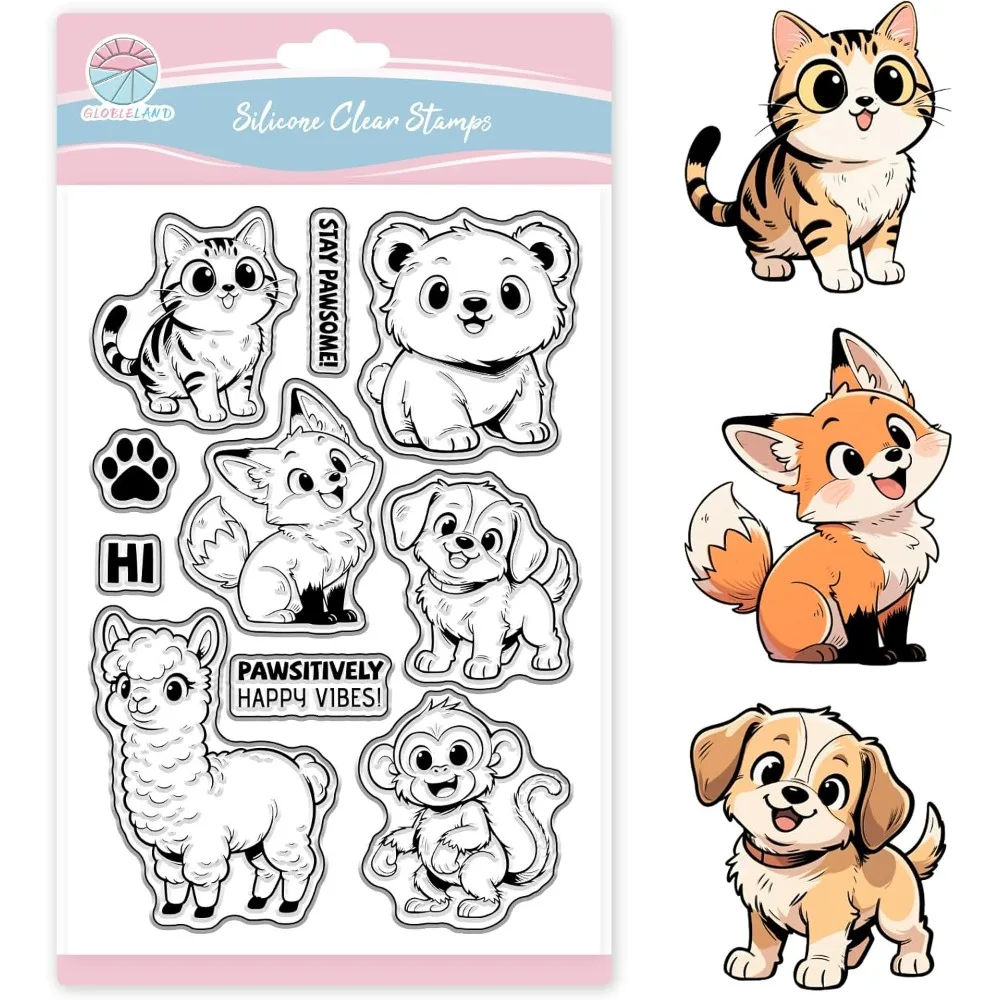Transparente Stempel mit niedlichen Tieren für die Kartenherstellung, Cartoon-Katze, Hund, transparenter Stempel, Bären, Alpakas, Stempel, Siegel für Heimwerker