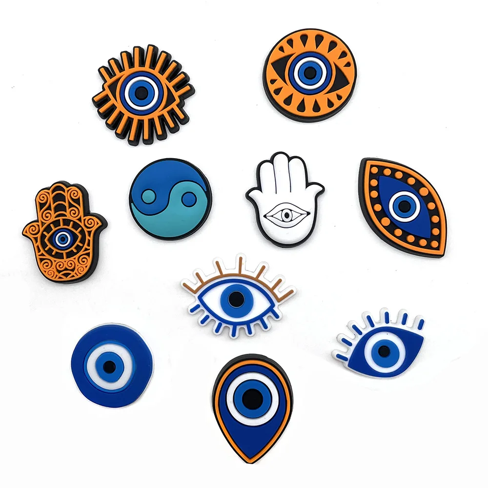 Evil Eyes Shoe Charms for Crocs Accessories Women Clogs Pins Men Badges Kids Sandals Jeans Boy Girls Decorations Buckle Shoes