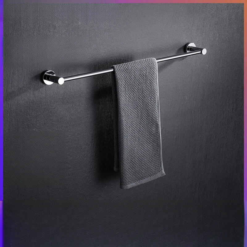 Chrome 304 Stainless Steel Towel Rack Bathroom Towel Rack Wall Mount Single Towel Rack Bathroom Hardware Pendant