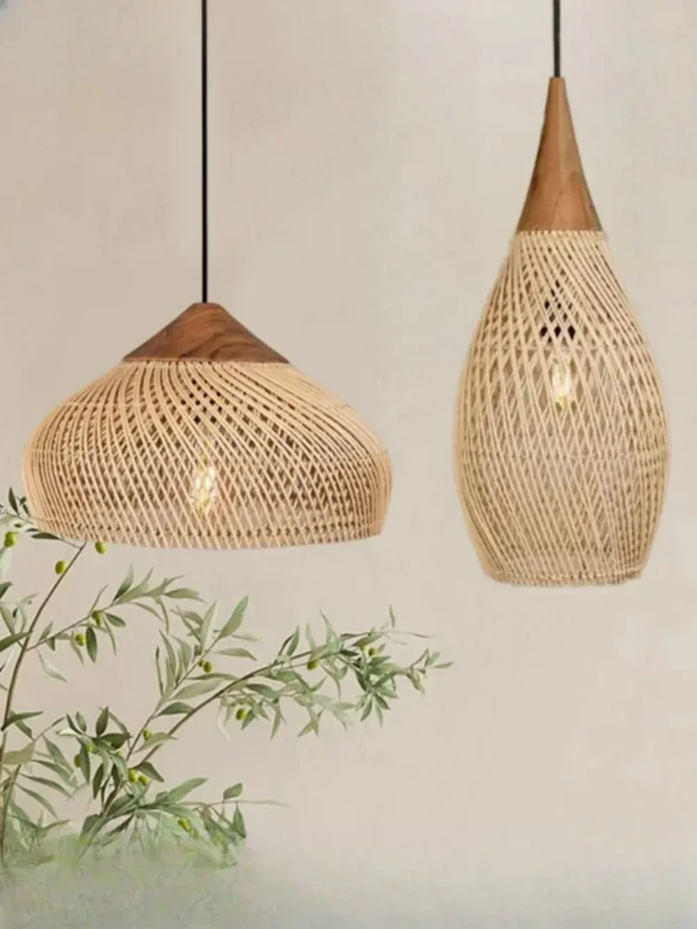 

Designer Pendant Lamps Vintage Handmade Rattan Led Light Japanes Style Lighting for Kitchen Island Loft Dining Room Chandelier