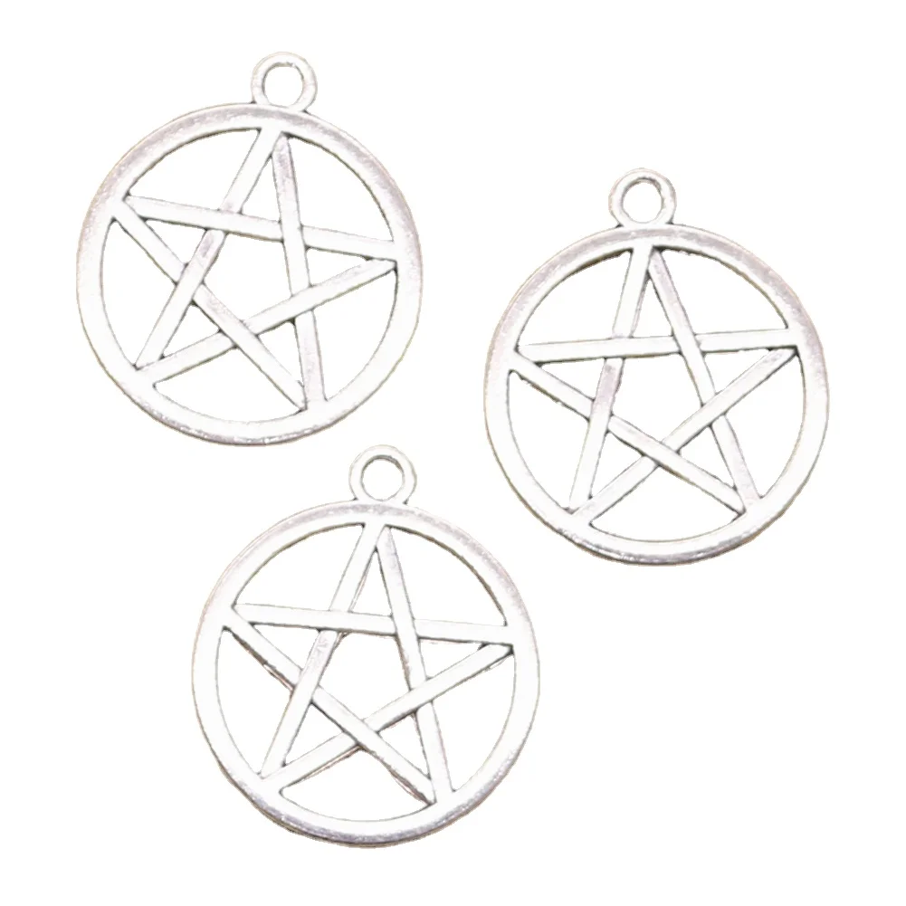 10 sztuk Charms gwiazda Pentagram 24x24mm Antique Making wisiorek fit,Vintage tybetański srebrny kolor, ręcznie robiona biżuteria DIY