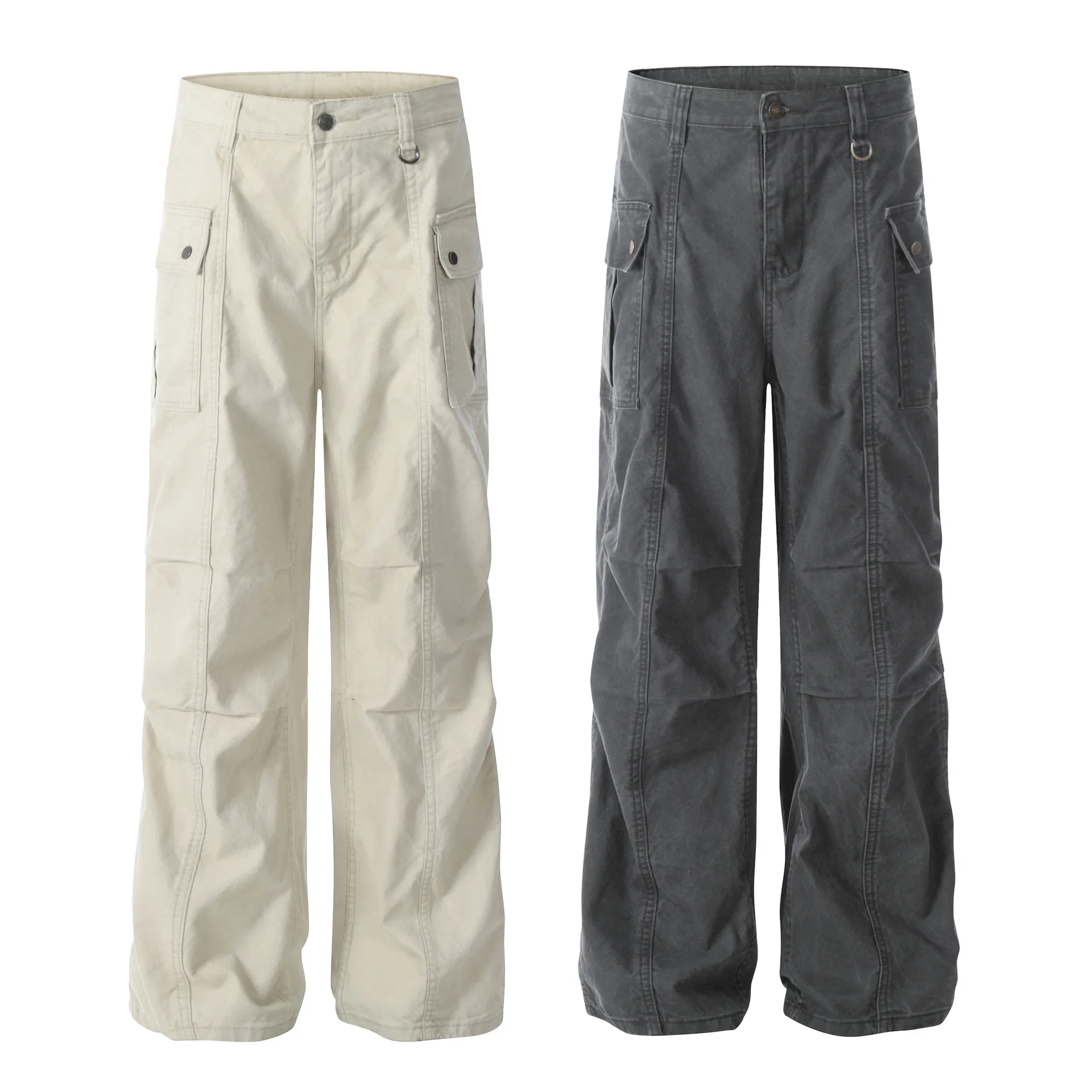 OR FL Baggy Wide Leg Fold 100 Cotton Women Cargo Trousers Cool Staraight Slacks Wear Resistant Y2k Mop The Floor Wide Leg Pants