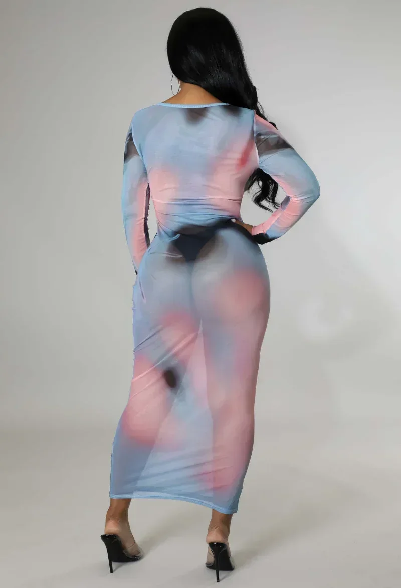 GUWU-Robe longue en maille imprimée en 3D pour femme, transparente, manches longues, midi, maxi, printemps, sexy, batterie, robes de soirée, éducatif, 2024