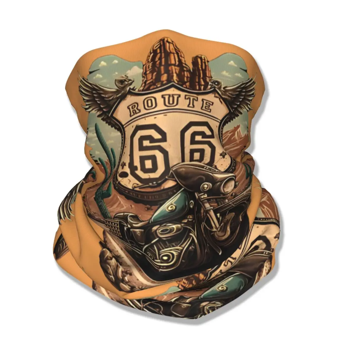 Motorcycle Route 66 Bandana Neck Cover Printed Motorcycle Cruise Face Scarf Warm Headband Running for Men Women Adult Windproof