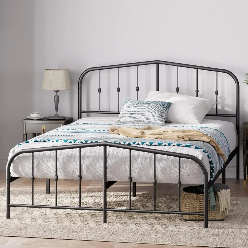 Heidi Metal Platform Bed Frame/Steel Mattress Foundation/Bed Frame with Headboard and Footboard/No Box Spring Needed/Easy