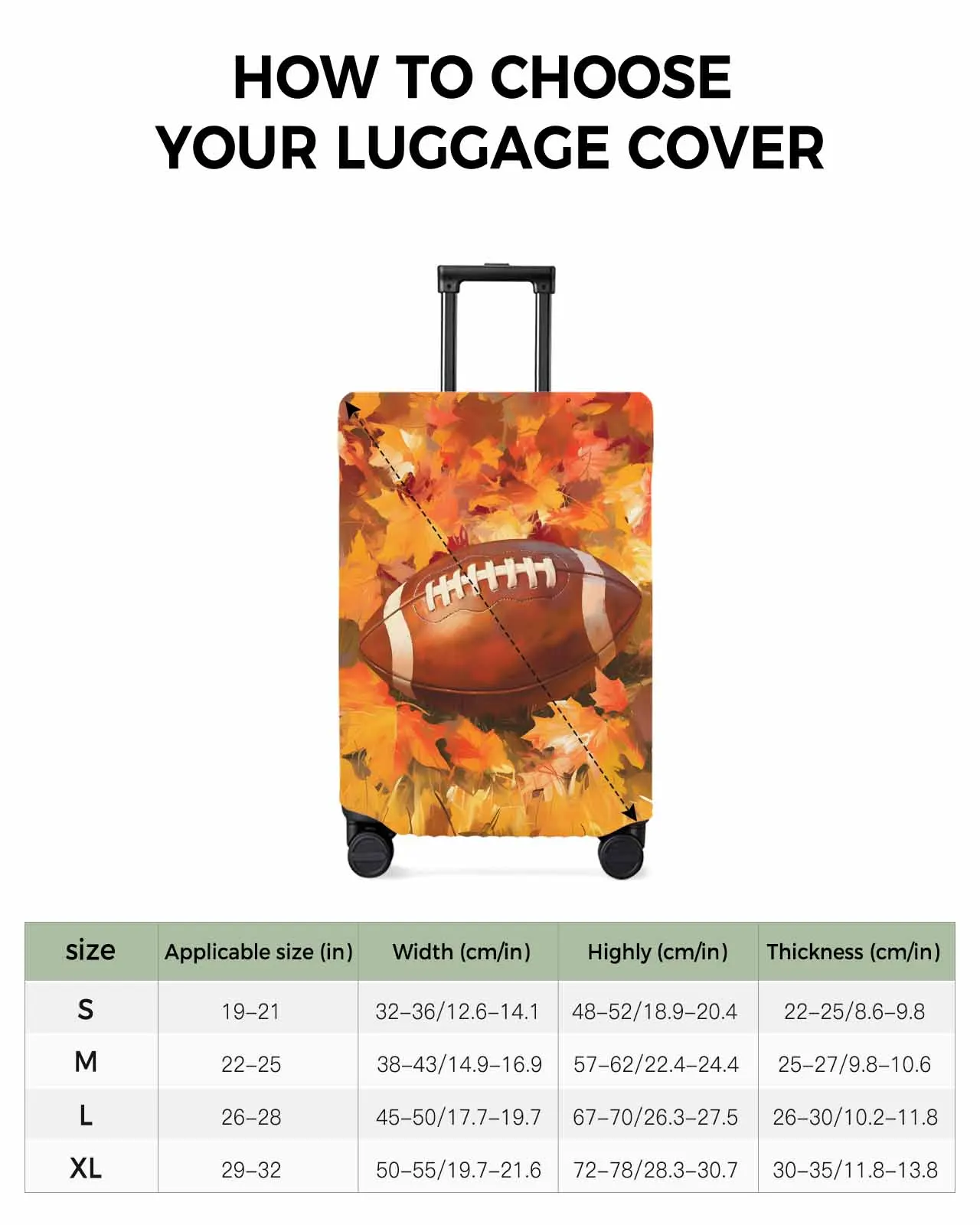 Autumn Maple Leaf Rugby Stretch Suitcase Protector Baggage Dust Case Cover For 18-32 Inch Travel