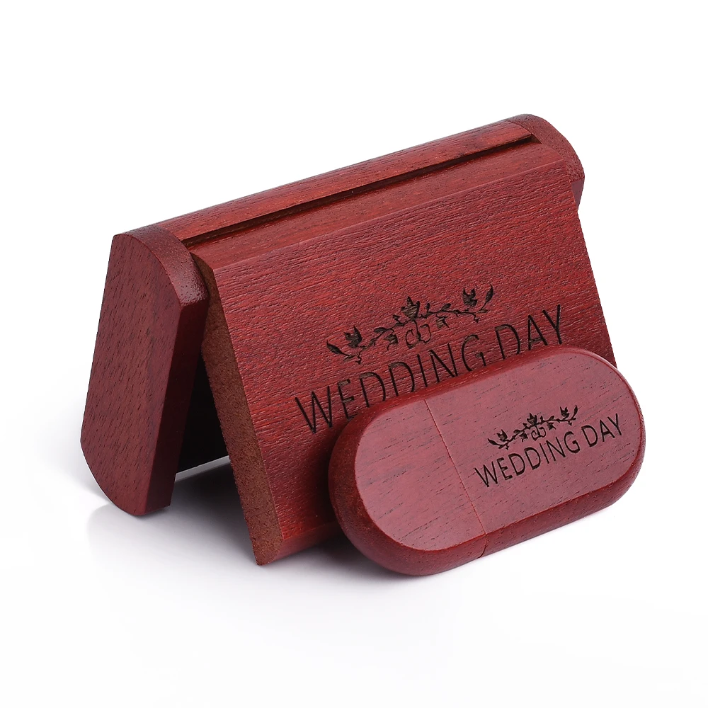 20PCS Lote USB Flash Drive 128GB Free Custom Logo Pen Drive 64GB Wooden Box Memory Stick Color Printing Business Gift Pendrive