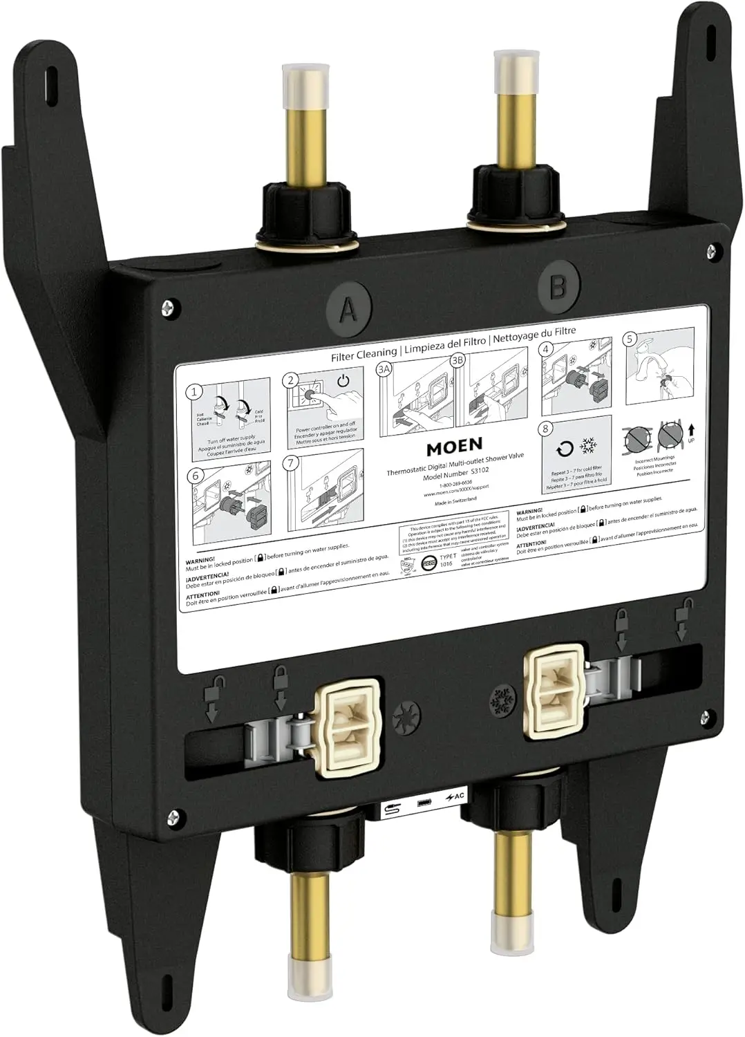 

Smart Shower 2-Outlet Digital Thermostatic Shower Valve with 1/2" Connections, S3102