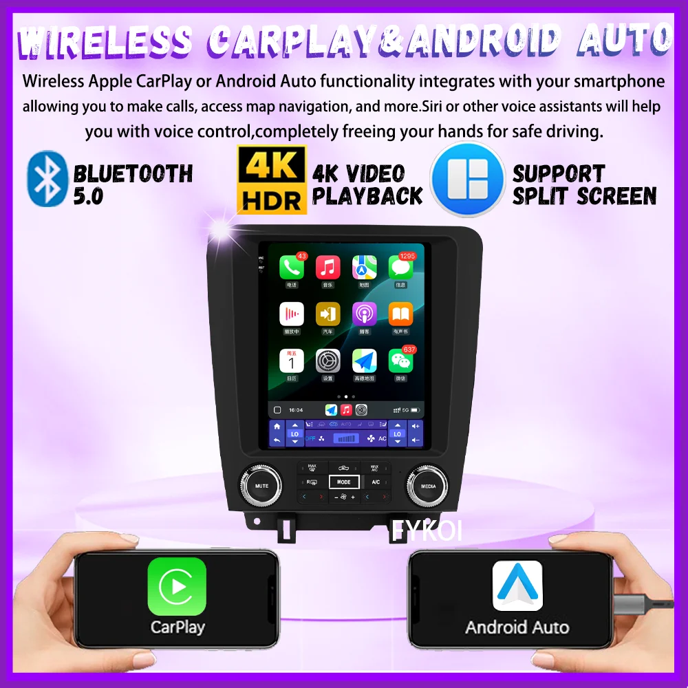 9.7 Inch Android 15 Car Radio For Ford Mustang 2010-2014 Carplay Multimedia Player Head Unit Stereo GPS Navigator Stereo WIFI+4G