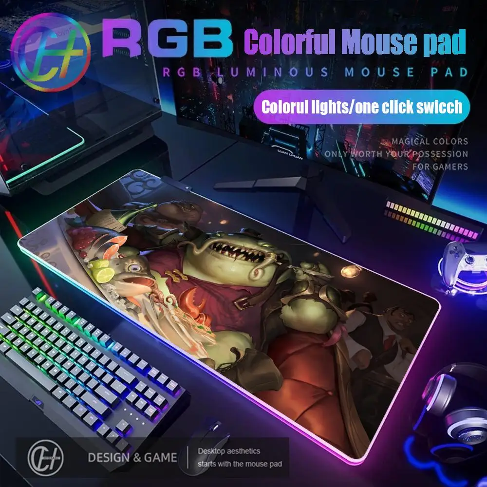 

Коврик для мыши Tahm Kench RGB, игровой коврик для мыши, настольный коврик HD Gamer, большой коврик для мыши со светодиодной подсветкой XXL