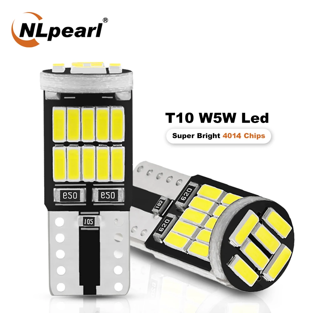 NLpearl 2/4x Signal Lamp T10 W5w Led Canbus 4014 SMD W5w Led 168 194 Auto Clearance Lights Led Reading Interior Light White 12V