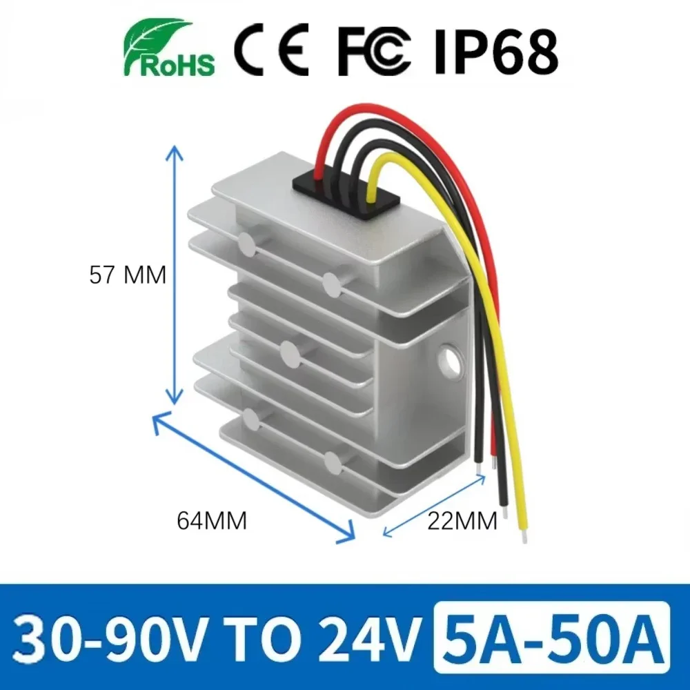 36V 48V 54V 60V 72V to 24V 20A 30A 25A 40A 50A 5A 10A 15A DC DC Step Down Voltage Buck Converter Regulator 72 Volt to 24 Volt