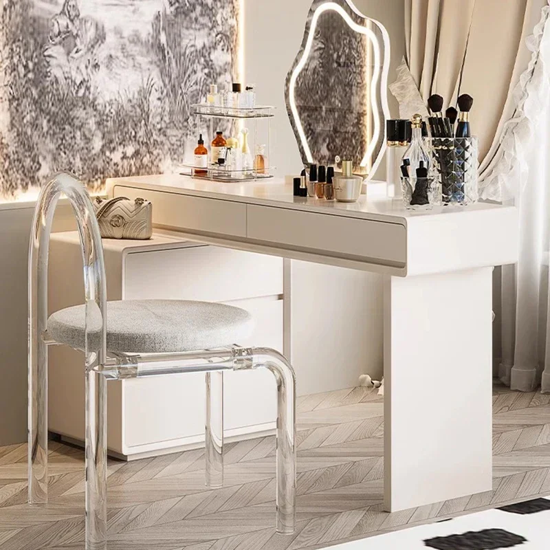 Tocadores nórdicos modernos, armario de maquillaje, almacenamiento con espejo, mesas de tocador, muebles de dormitorio minimalistas, Tocadores LLDT