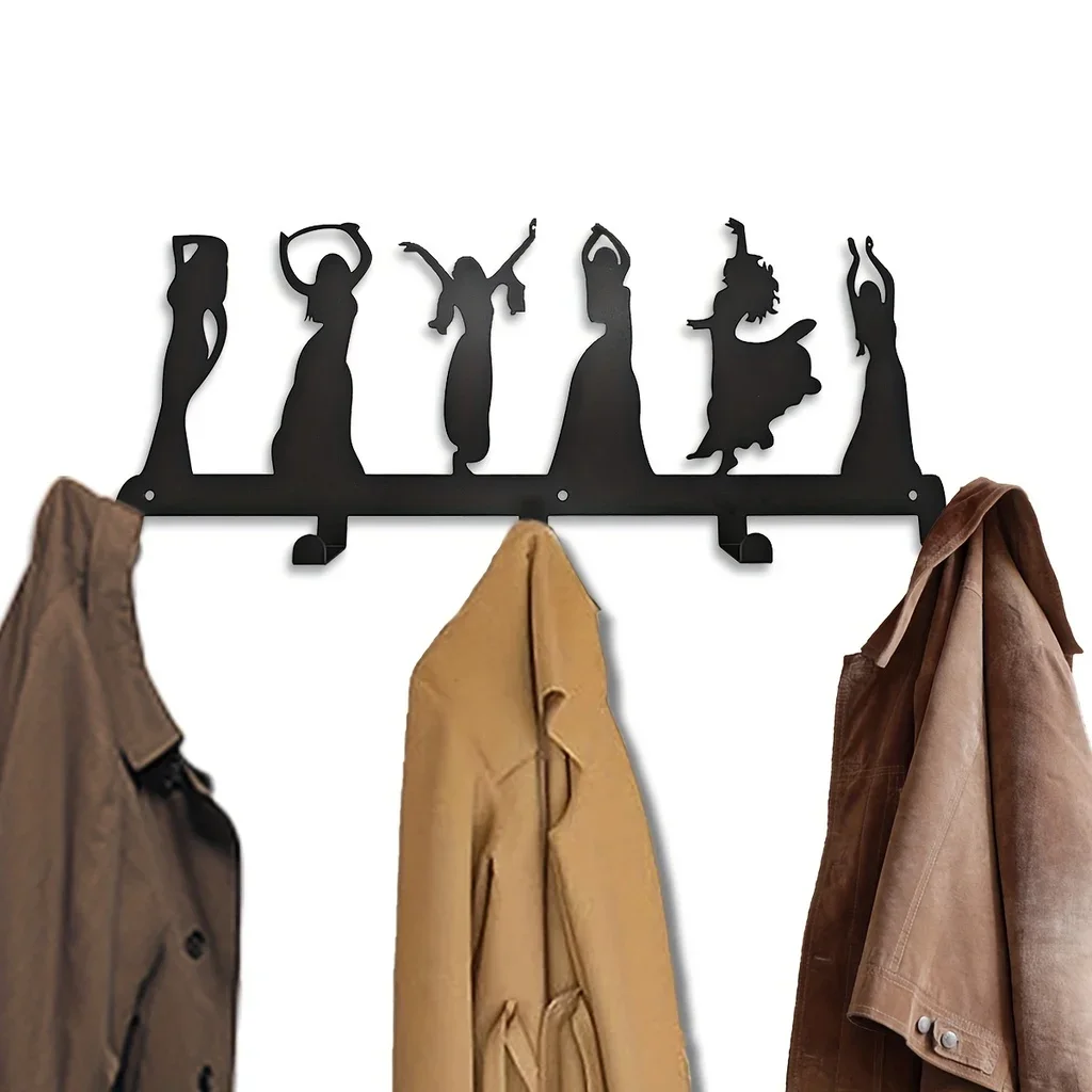 Metal Wall Hanging Storage Rack, Women Dance Metal Coat Rack For Keys, Hats, Wall Mount Hooks