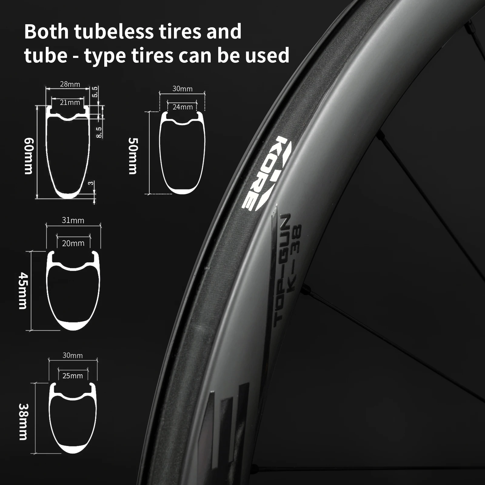 KORE 700C Carbon Road Wheelset 24H Disc Brake