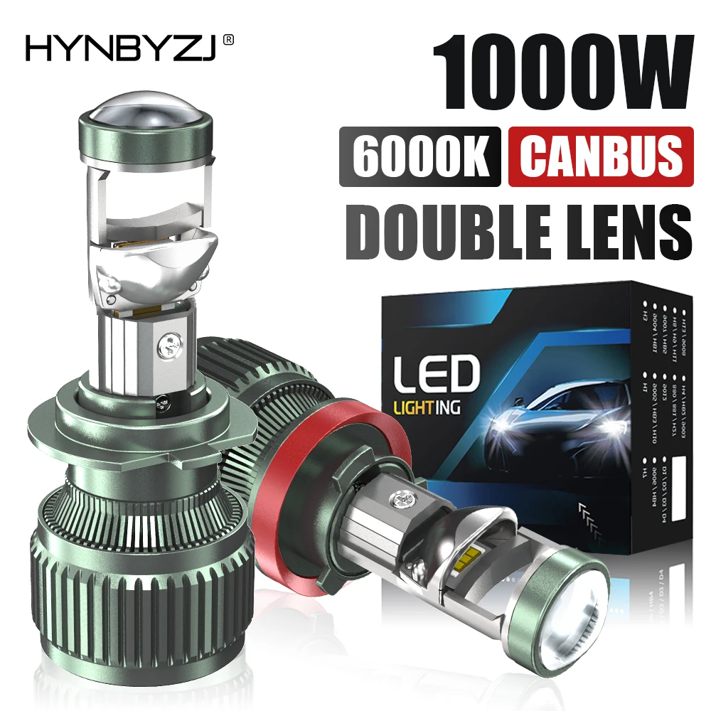

HYNBYZJ H11 H4 1000W CANBUS Car 1200000LM LED Headlights 9005 9006 H7 LED Projector Lens Bulbs 6000K White 12V 24V Auto Headlamp
