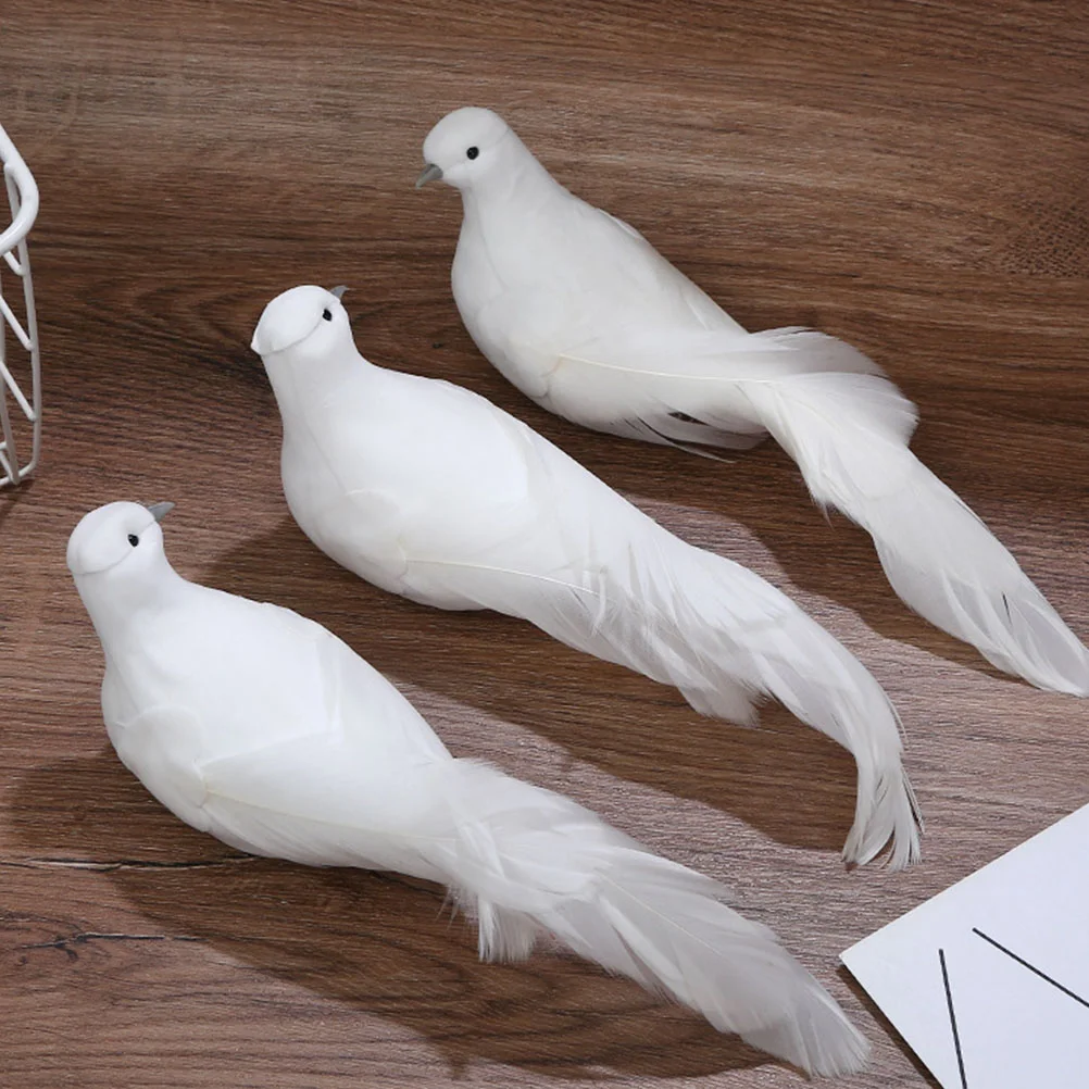 2 Pcs Simulated Pendant Artificial Ornaments Bird Cage Toys Model Pastoral Dove Decor for Home Photo Props