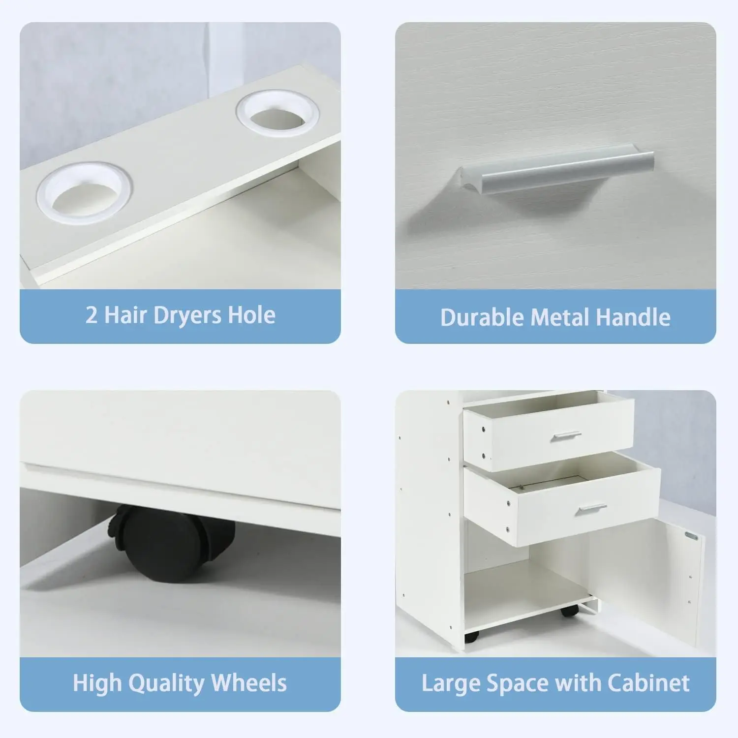 محطة صالون التجميل، محطة التجميل الدوارة لمصفف الشعر، خزانة تخزين محطة صالون الشعر بعجلات، طاولة الصالون مع