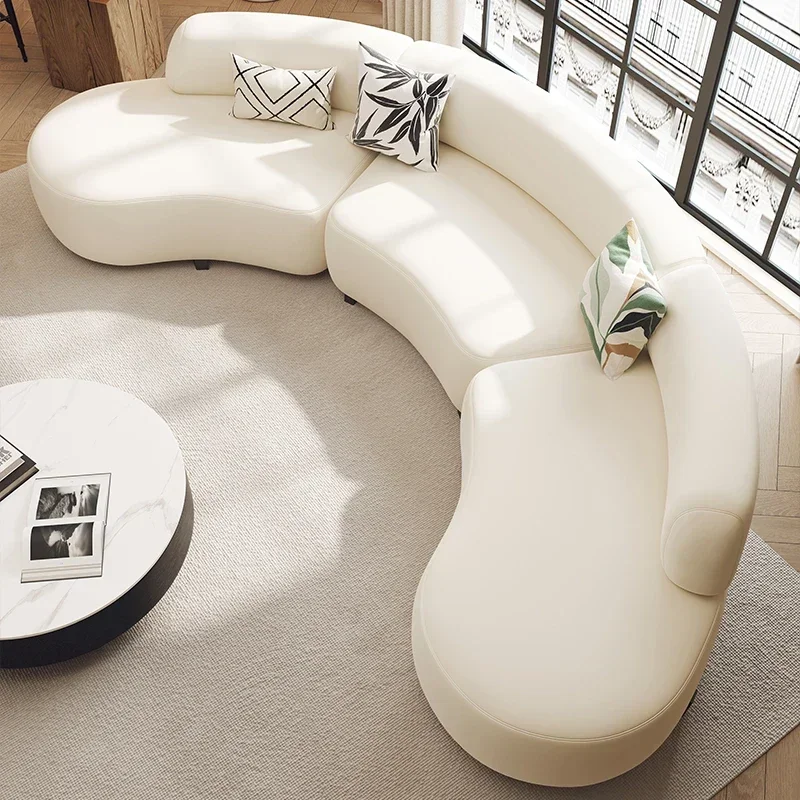 Semicircular curved sofa, reception in the lounge area, special-shaped beauty salon, clothing store, hotel lobby office