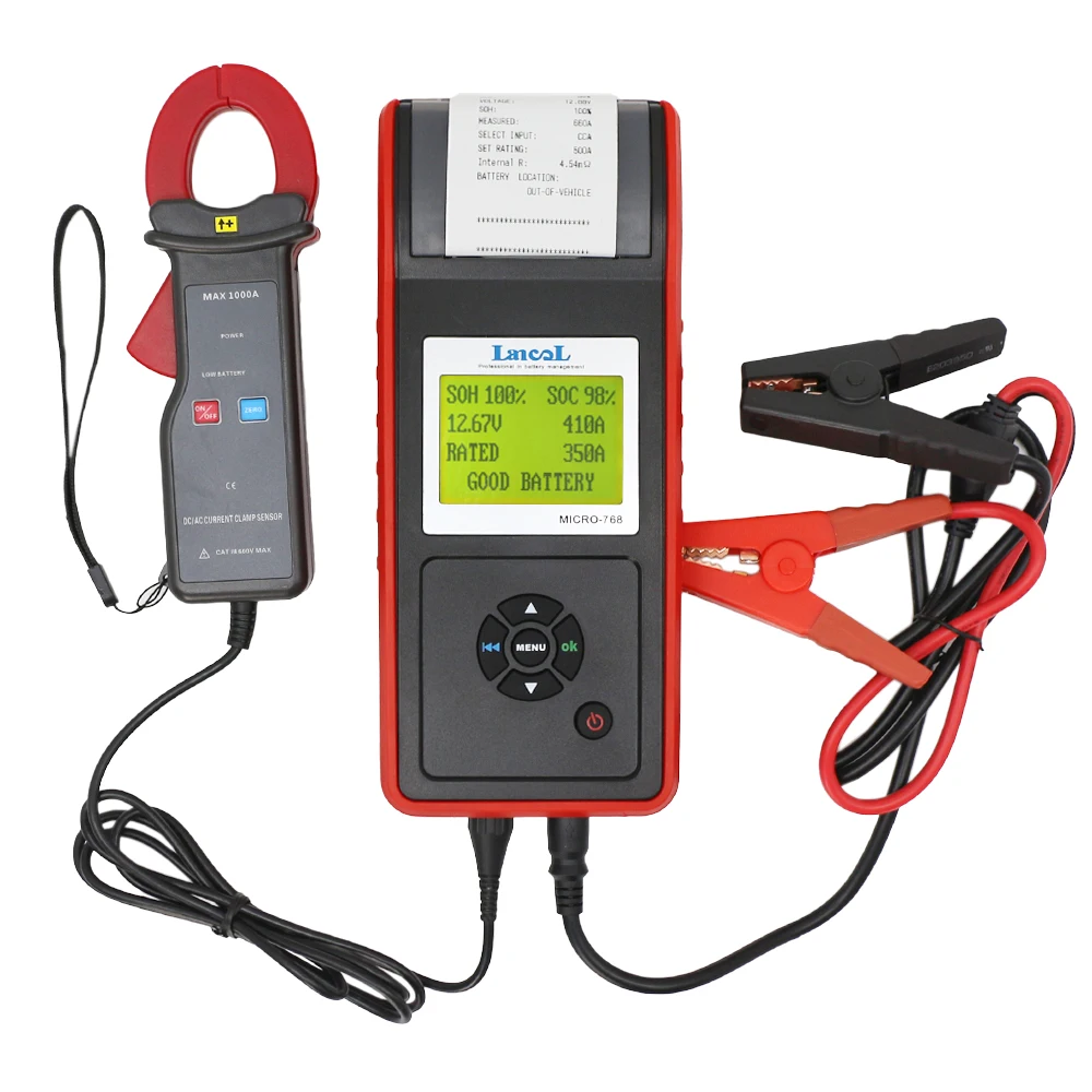 MICRO768A 12V 24V Digital Battery Tester Analyzer with Printer With Current Clamp For All Car Starter Lead-acid Batteries