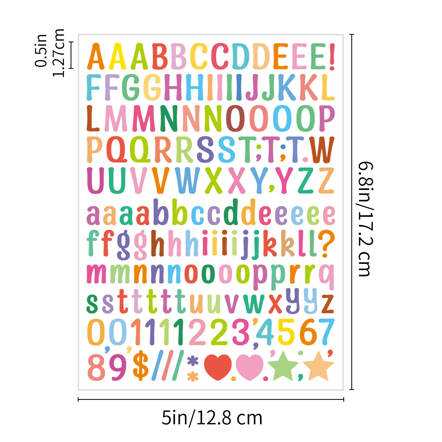 Colorful Numbers Stickers Self-Adhesive Vinyl 26Alphabet A-Z Planner Sticker Waterproof For Kids Mailbox,Address Number,Card,Cup