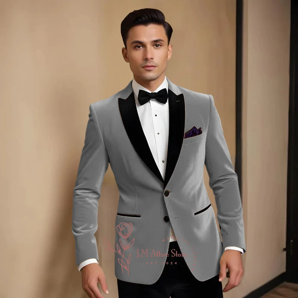 Trajes Premium para hombre, chaqueta de 2 piezas, pantalones, esmoquin Formal elegante de terciopelo amarillo personalizado para boda, novio, cóctel, traje de fiesta de invierno