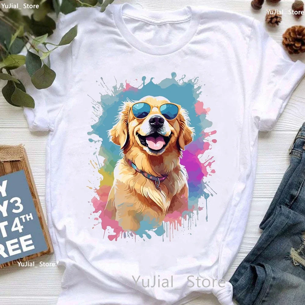 

I Love My Golden Retriever Graphic Print Tshirt Women Summer Fashion Kawaii Dog Lover T Shirt Girls Harajuku Shirt Summer Tops