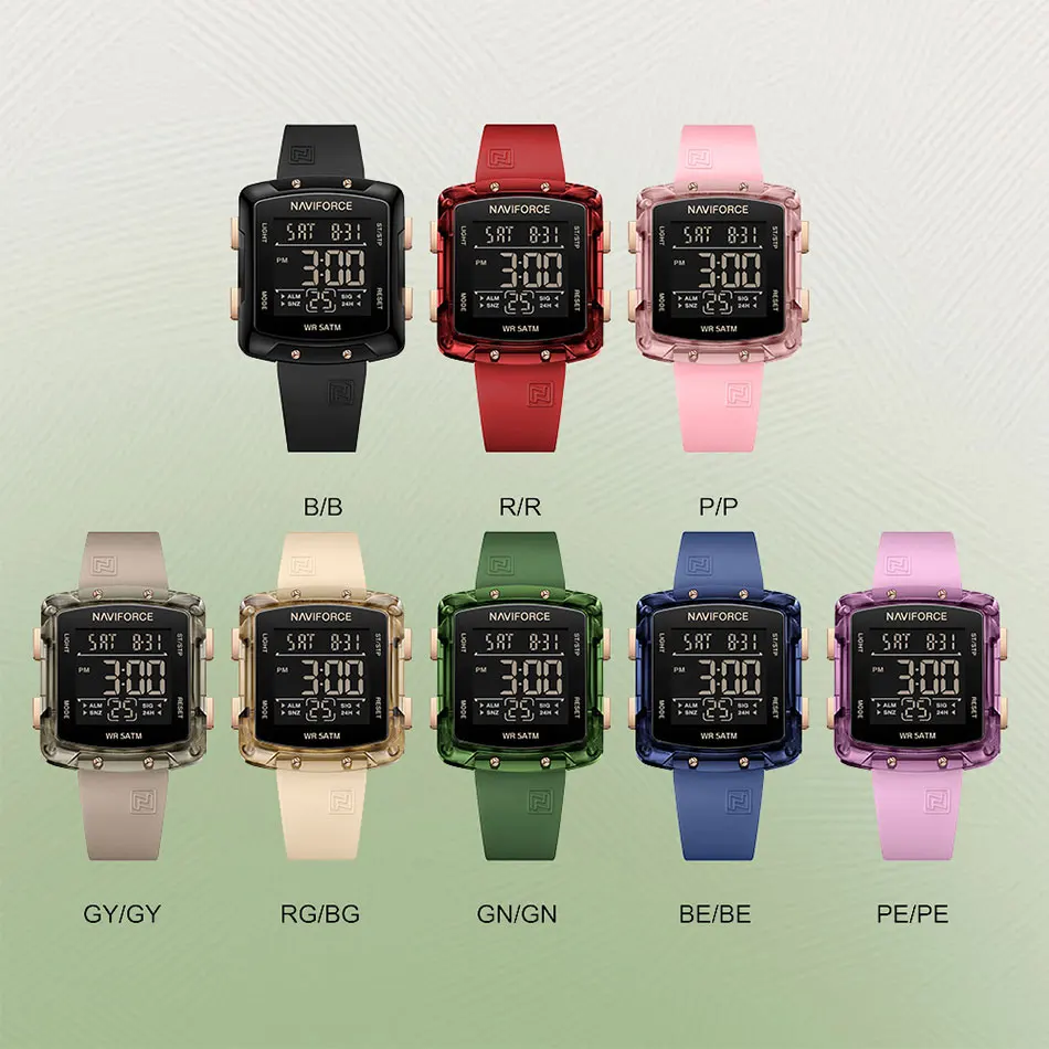 NAVIFORCE Fashion Digital Watches Women Sports Watch Waterproof 50M Square Electronics Digital Watches LCD Women's Wristwatch
