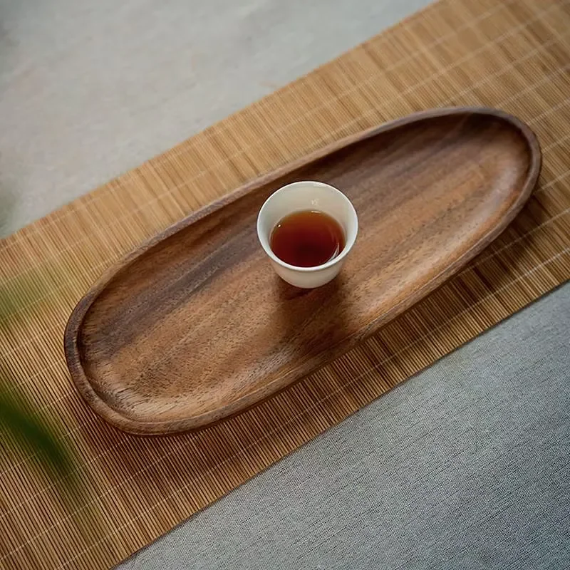 Creative Solid Black Walnut Tea Tray Modern Living Room Dry Tea Serving Platter Outdoor Snack Dessert Tray Factory Direct