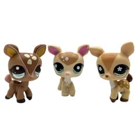 Rare original pet shop Bobble head toy deer #634 #2499 #2486 white Spots green snowflake Eyes for girl collection lps