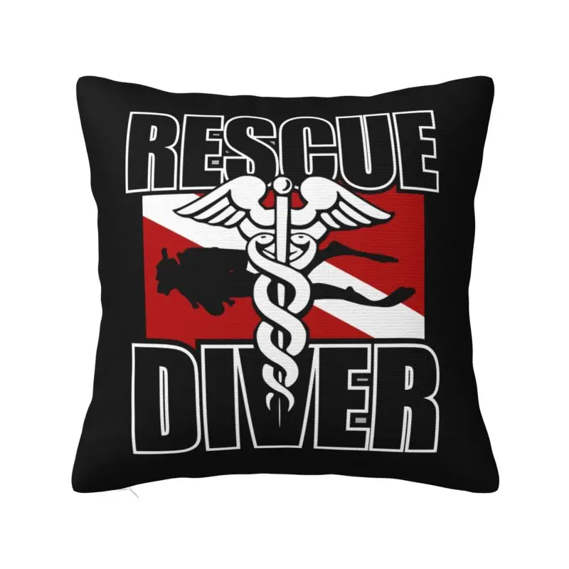 Nordic Style Rescue Diver Cushion Covers 40x40cm Polyester Scuba Diving Throw Pillow Case for Sofa Square Pillowcase Decoration