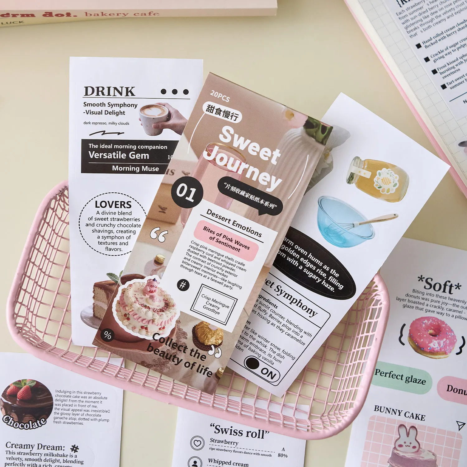 20 ورقة مجموعة فورية سلسلة Kawaii Ins الإنجليزية يموت قطع ملصق كتاب كتيب إبداعي DIY بها بنفسك سجل القصاصات اللوازم الجمالية