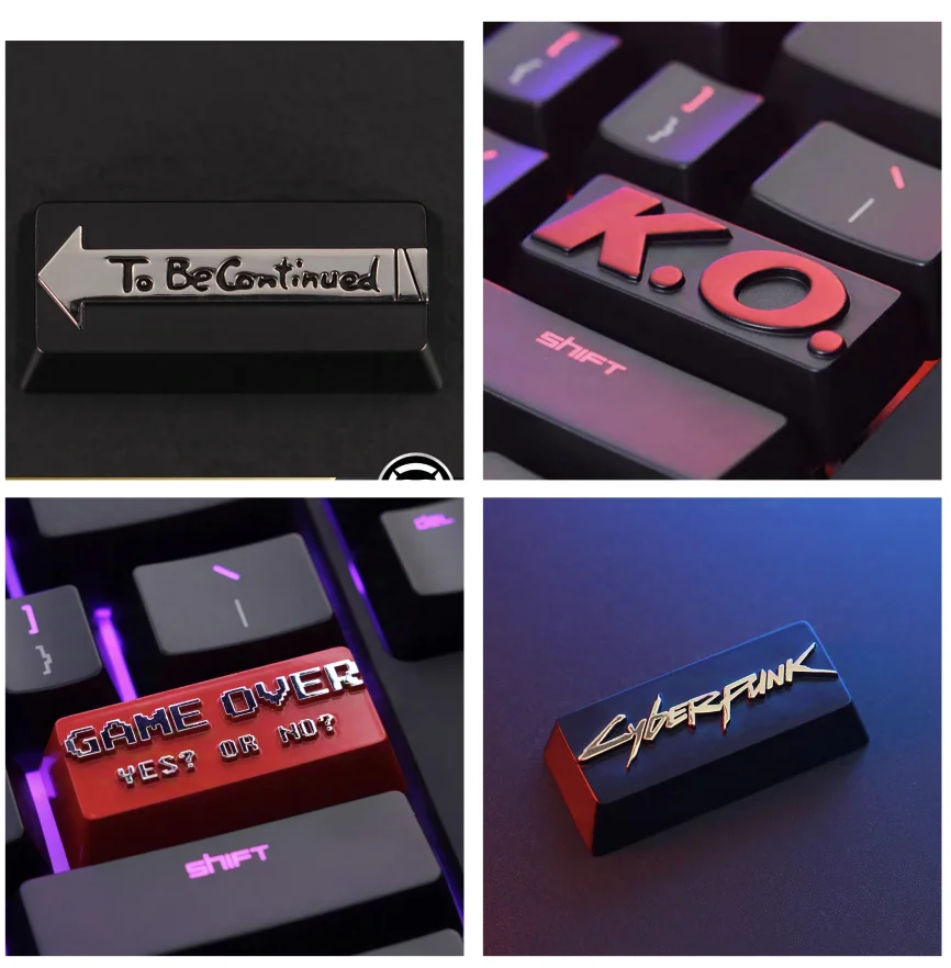 

Individual Game Keycap ENTER Key Mechanical Keyboard Aluminium Alloy Metal Stereoscopic Keycap Game Over KO To Be Continued