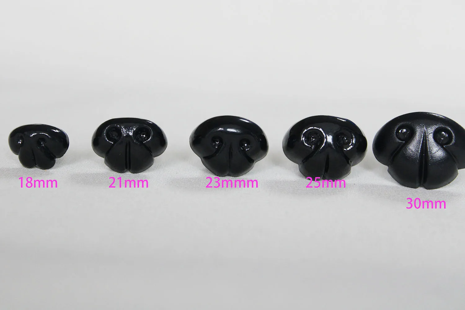 30pcs  15mm 18mm 21mm 23mm 25mm 30mm high quality  black plastic safety toy dog nose with hand press washer