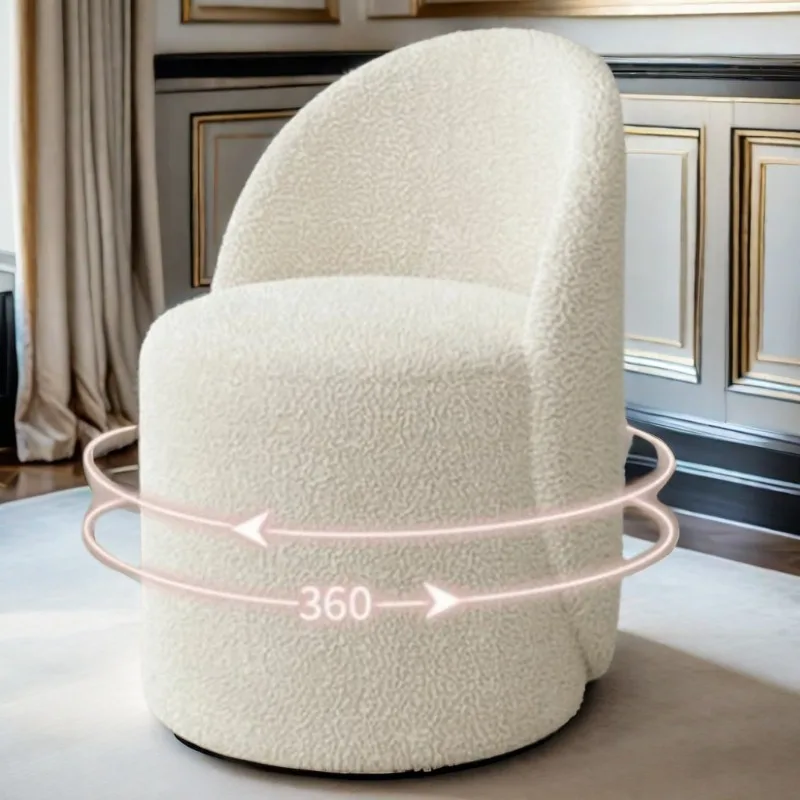 

Scandinavian Swivel Vanity Stool Minimalist Makeup Chair with Backrest Rotating Dressing Table Ottoman Nordic Style Shoe Seat