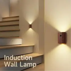 Wood Modern Design Indoor Induction Wall Sconce LED Motion Sensor Up And Down Light Wall Lamp For Living Room Home Stairs Closet