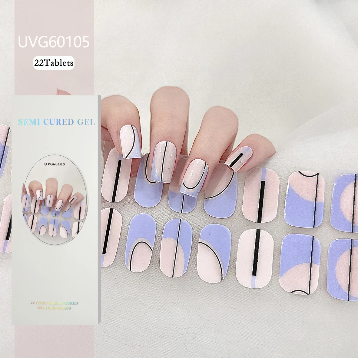 

Abstract Modern Art Geometric Gel Strips - Bauhaus Color Block Design, Gallery Aesthetic Waterproof Nails