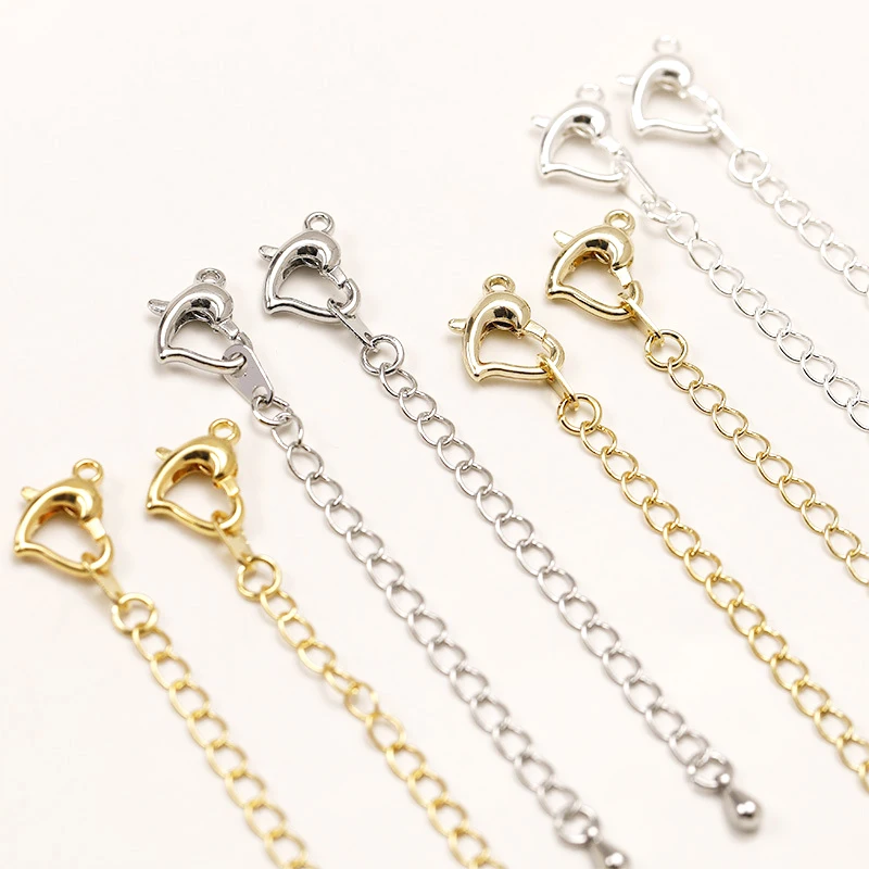 6 Pieces Brass Coated Gold Love Water Drop Extended Chain DIY Jewelry Making Necklace, Bracelet, Clothing Accessory Materials