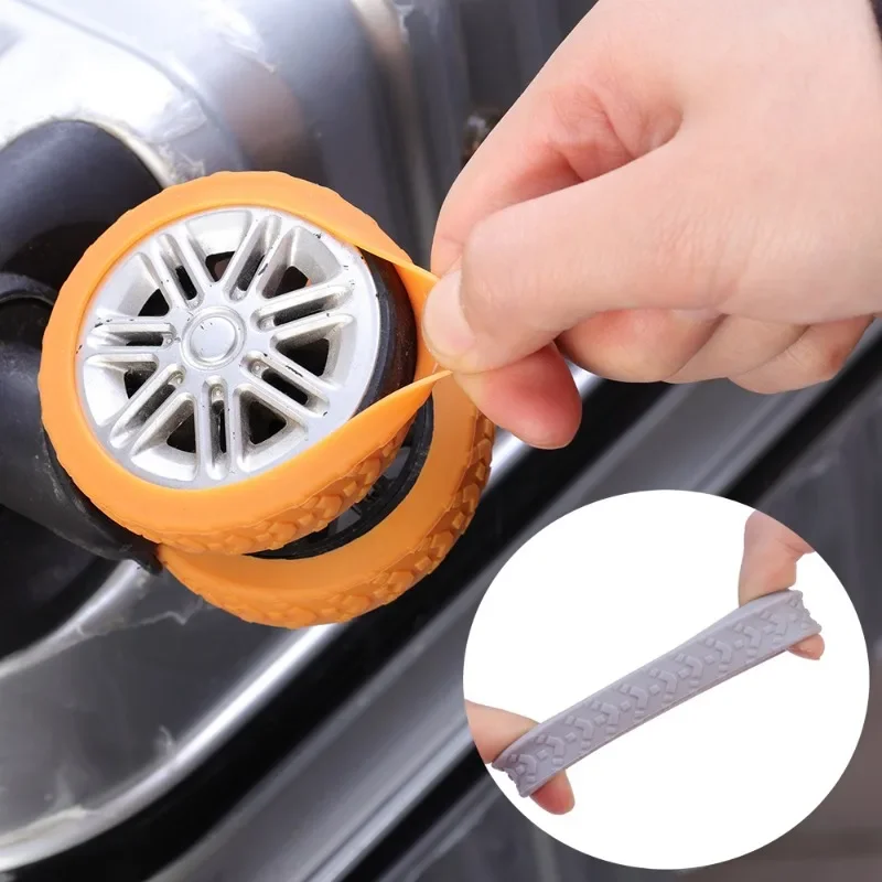 24/4PCS Rolling Luggage Wheel Protecter Reduce Noise Trolley Case Wheels Guard Cover Silicone Caster Sleeve Suitcase Accessories