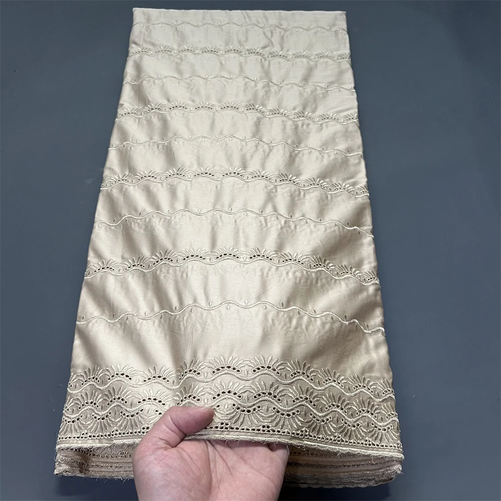

African Lace Fabric Nigerian Tulle Embroidered Bridal Gown Material Soft Cotton Damask for Wedding Party Dresses 5 Yards