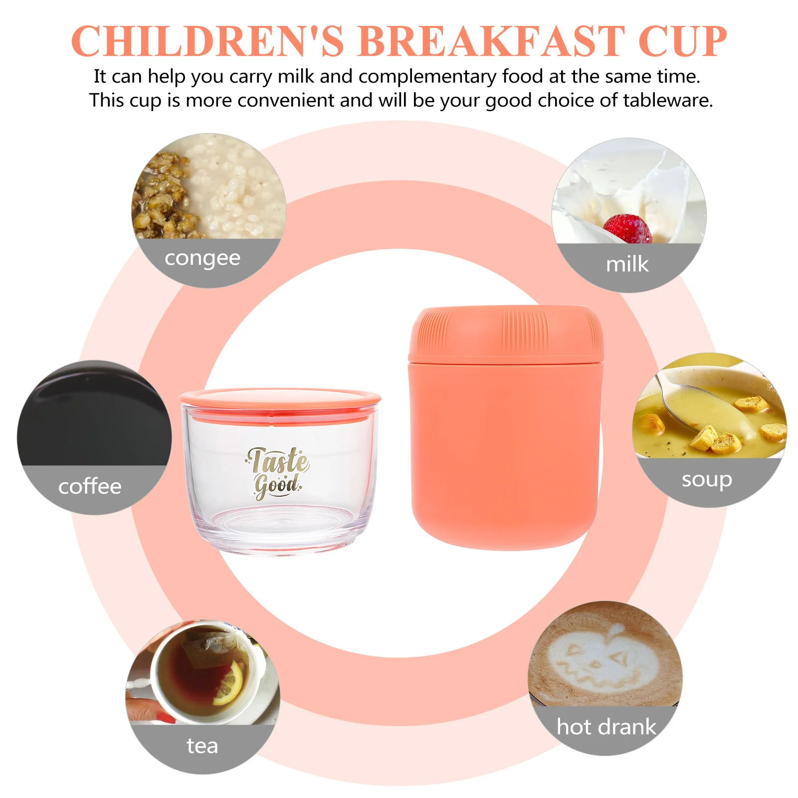

1 set 1 Set Kids Breakfast Cup Combined Tableware Portable Complementary Food Container With Spoon For Baby Toddler Pp Material