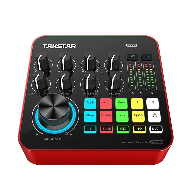 Takstar MX1 PRO Mixer Webcast Sound Card Adjustment knobs for entertainment webcast,inﬂuencer marketing webcast