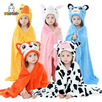 MICHatteign- Couvertures à capuche avec visage d'animal pour bébé, super douces, dessin animé, chaud, hiver, glouton, optique infantile, literie pour garçon, enfants de 0 à 3 ans