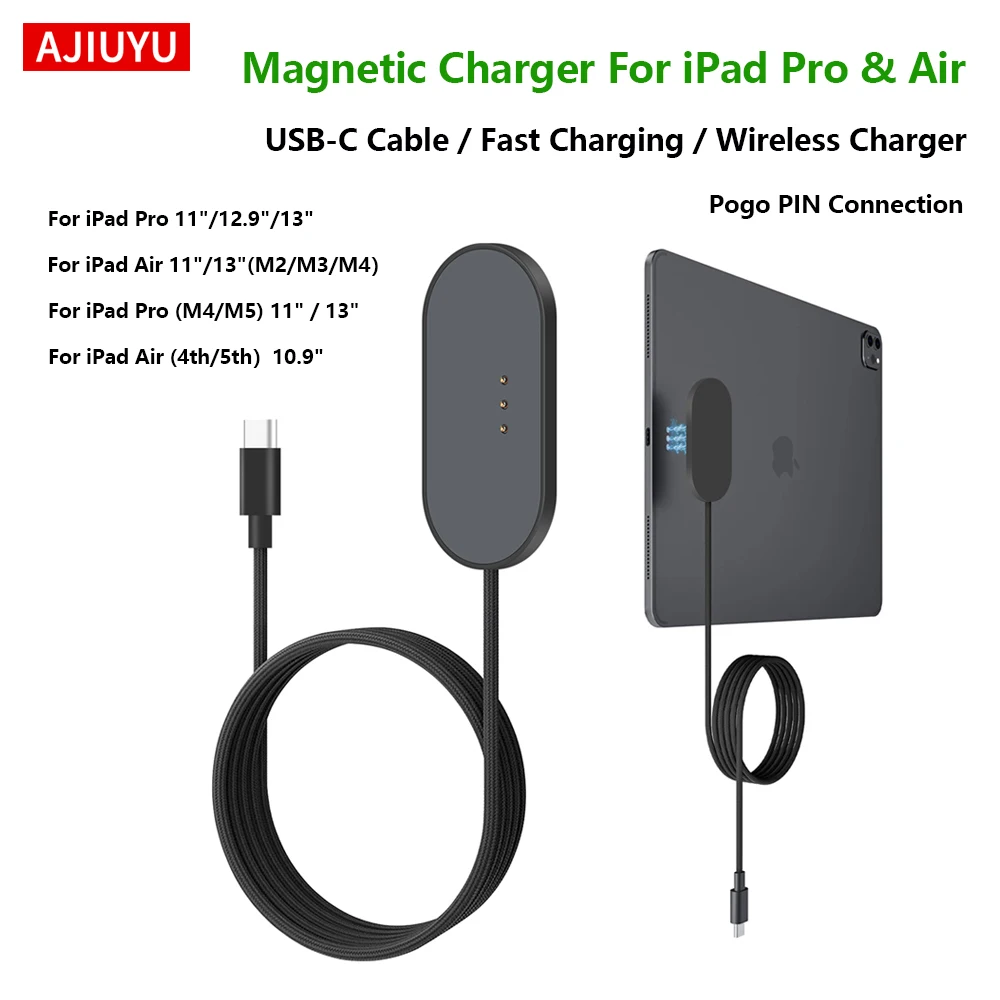 For iPad Pro Magnetic Wireless Charger Aluminum Alloy Fast Charging Pogo PIN Connectio Smart Chargers For iPad Pro 13
