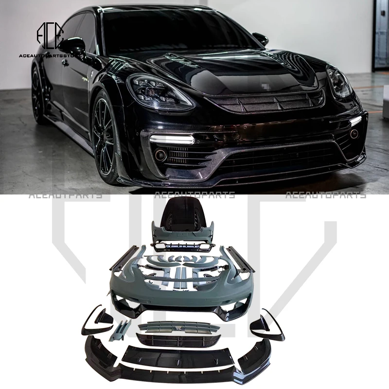 

Upgrade To M Style Carbon Fiber Mix Fiberglass Full Body Kit Car Bumper Engine Cover For Porsche Panamera 971 Bodykit