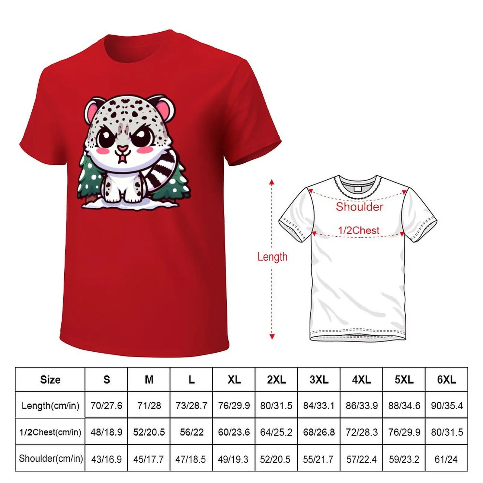 Kawaii Snow Leopard between trees T-Shirt graphics boys animal print plus size tops hippie clothes sweat shirts, men